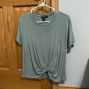 Short sleeve turquoise top with tie